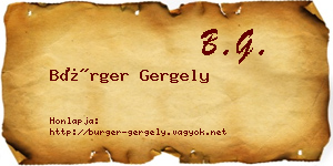 Bürger Gergely névjegykártya