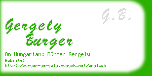 gergely burger business card